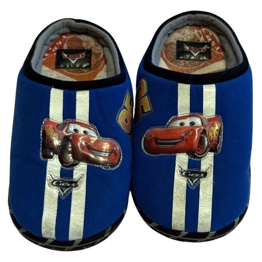 Vintage Disney Pixar Cars Lightning McQueen Slippers Boys Youth L 2-3 FLAWS